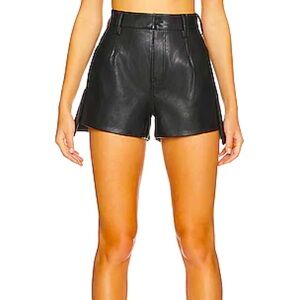 NWT 7 For All Mankind Black Faux Leather High-Waisted Women's Shorts Large